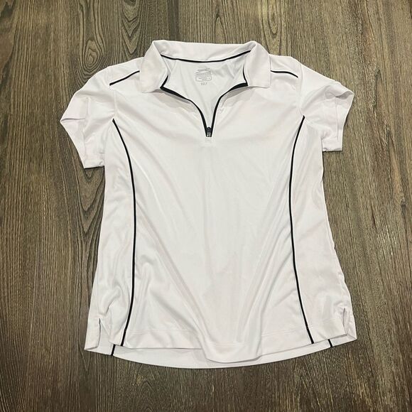 Slazenger Womens Golf Polo Shirt Short Sleeve 1/4 Zip Collared Neck White Size L - Picture 1 of 4